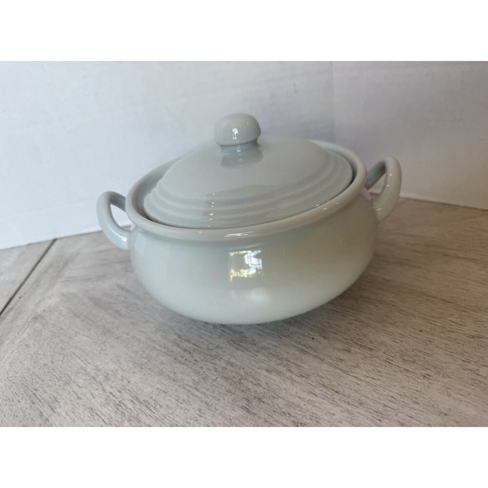 Japanese Celadon Blue-Large Tureen Covered Pot Vintage Signed